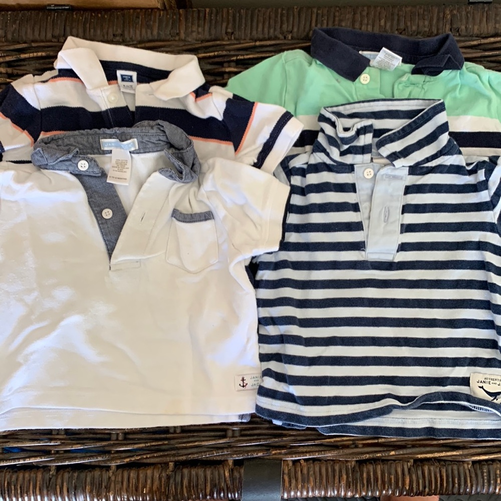 Janie and Jack polo shirts, 6-12 months, 4 pack